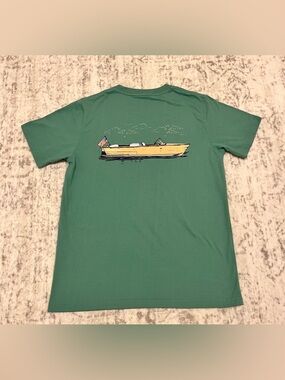 Properly Tied - Medium/10-12 Youth Boating Tradition Tee Green EUC